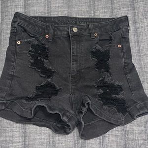 Black high rise jean shorts